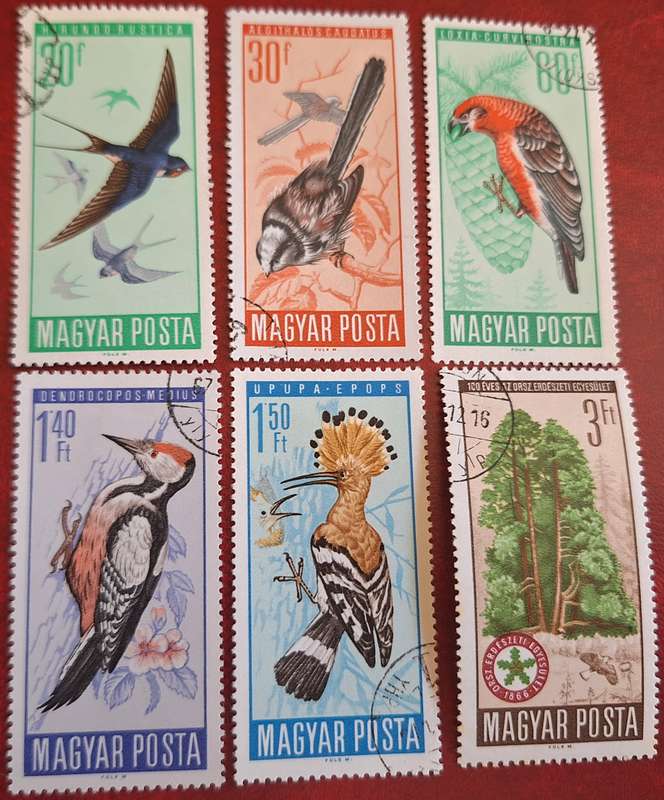 Hungary 1966 Protection of Birds Set of 6 Cancelled Hinged stamps