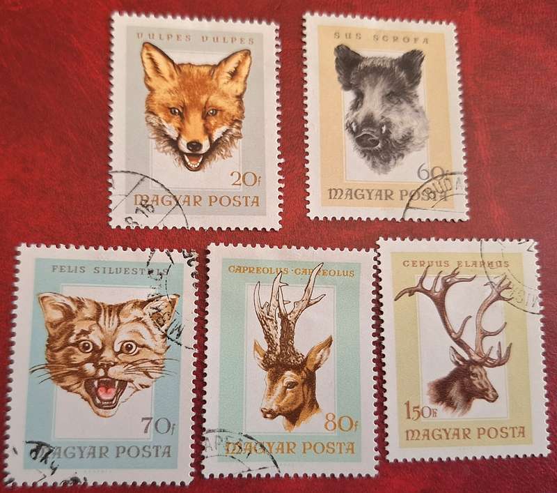 Hungary 1966 Hunting Trophies 5 Cancelled Hinged stamps