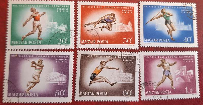 Hungary 1966 8th European Athletic-Budapest Championships 6 Cancelled Hinged stamps