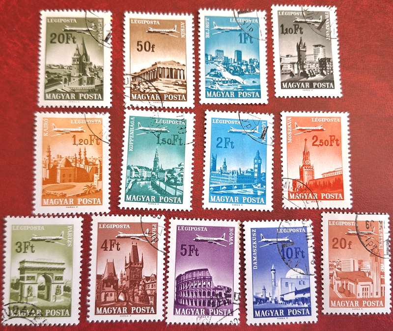Hungary 1966 Airmail Set of 13 Cancelled Hinged stamps