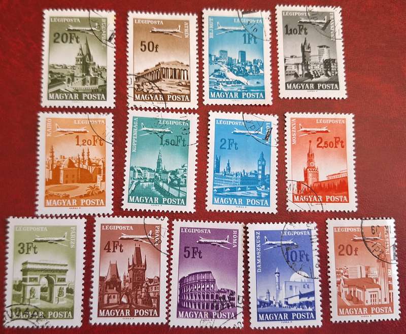 Hungary 1966 Airmail Set of 13 Cancelled Hinged stamps