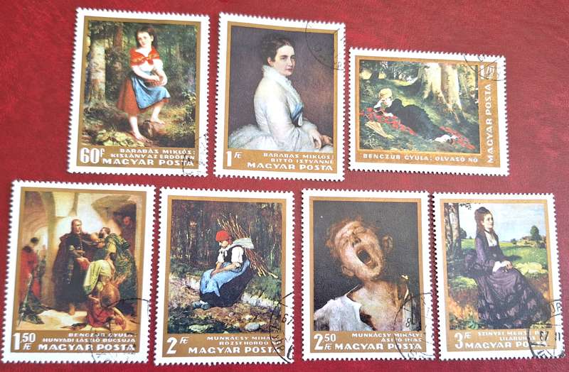 Hungary 1966 Paintings in the National Gallery Set of 7 Cancelled Hinged stamps