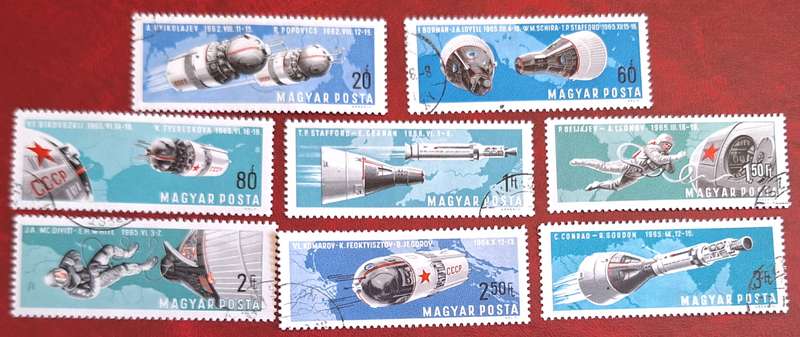 Hungary 1966 Twin Space Flights Set of 8 Cancelled Hinged stamps