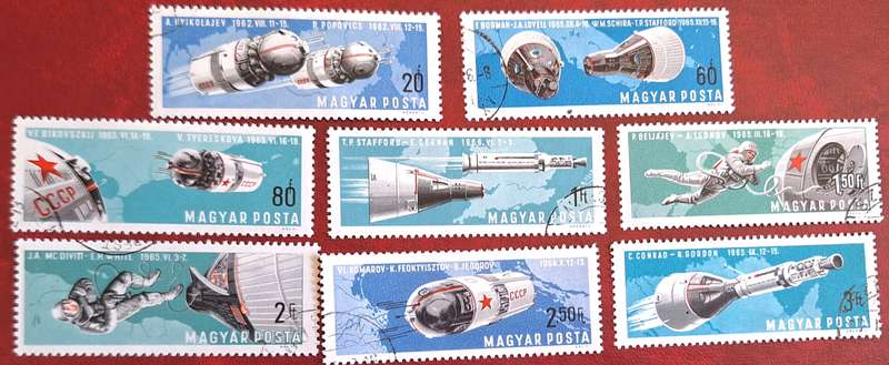 Hungary 1966 Twin Space Flights Set of 8 Cancelled Hinged stamps