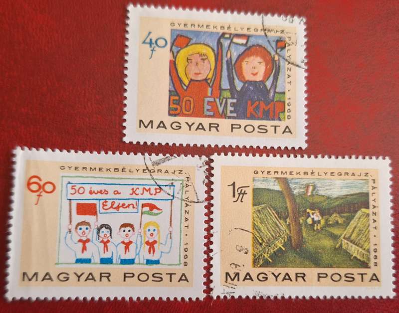Hungary 1968 The 50th Anniversary of the Hungarian Communist Party Set of 3 Cancelled Hinged stamps