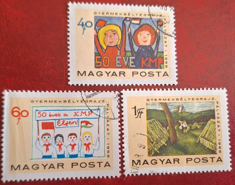 Hungary 1968 The 50th Anniversary of the Hungarian Communist Party Set of 3 Cancelled Hinged stamps