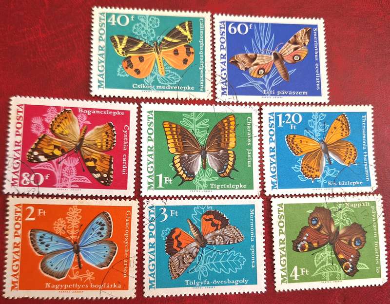 Hungary 1969 Butterflies and Moths  Set of 8 Used Hinged stamps