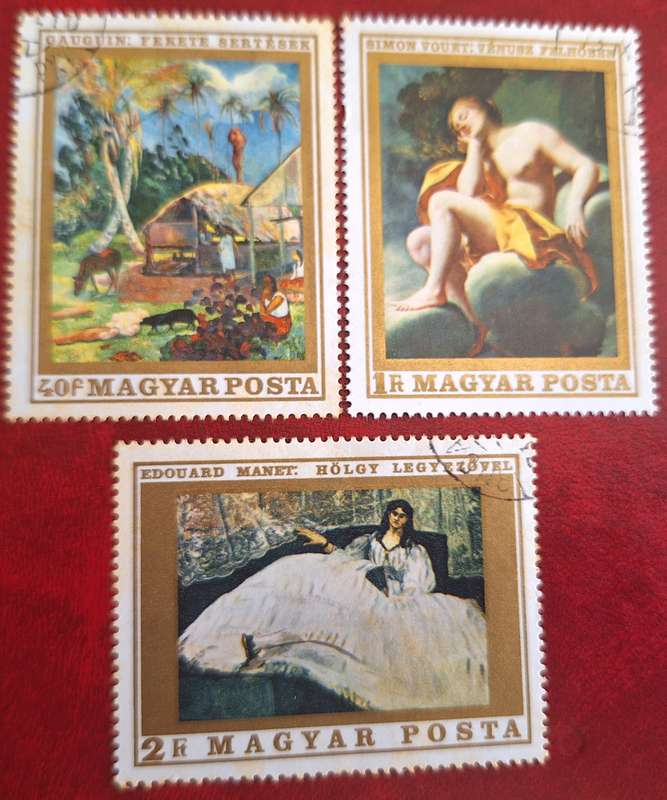Hungary 1969 Paintings French Masters 3 Cancelled Hinged stamps