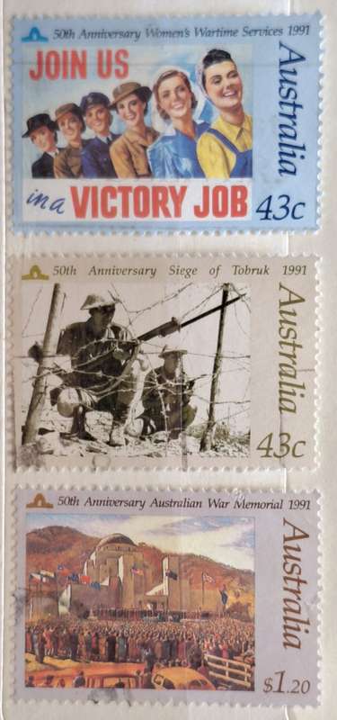Australia 1991 In Memory of Those Who Served Set of 3 Used Hinged stamps