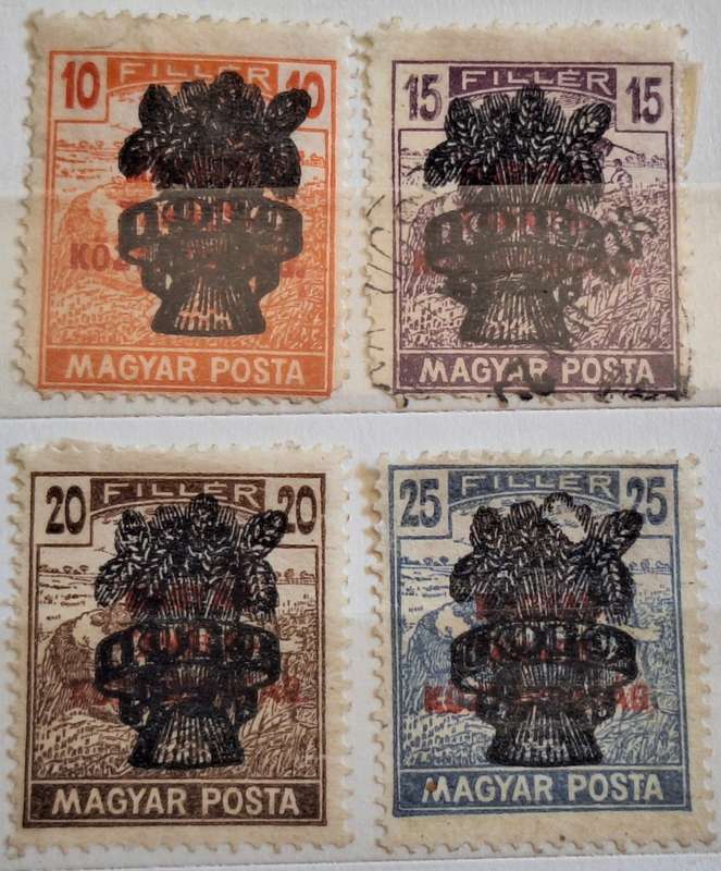 Hungary 1920 Overprints 4 Unused Hinged stamps