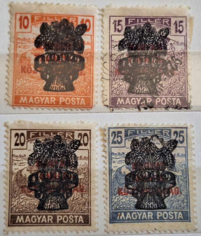 Hungary 1920 Overprints 4 Unused Hinged stamps