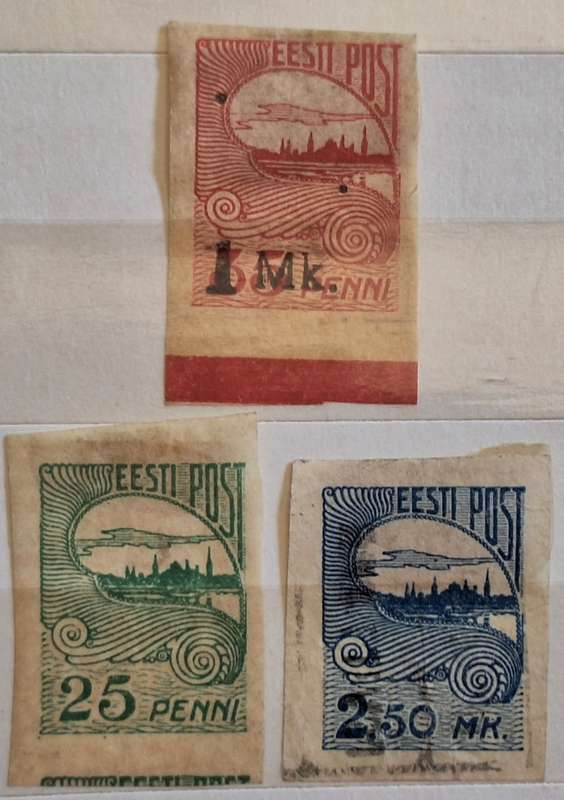 Estonia 1920 Tallinna 3 Unused Imperforate stamps