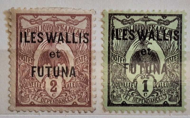 New Caledonia 1920 Definitives Overprint Wallis and Futuna Islands 2 Unused Hinged stamps
