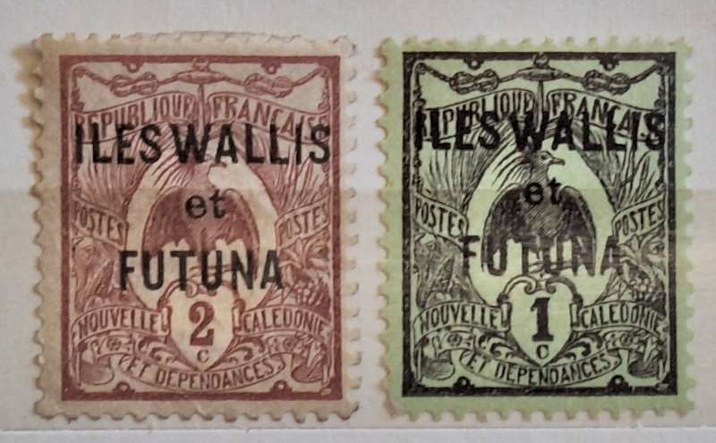 New Caledonia 1920 Definitives Overprint Wallis and Futuna Islands 2 Unused Hinged stamps
