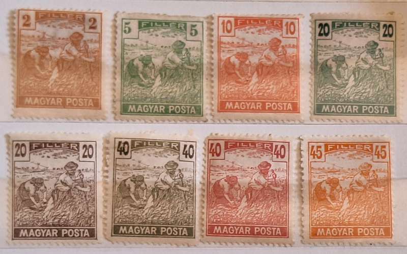Hungary 1916-20 Harvesters  8 Unused Hinged stamps