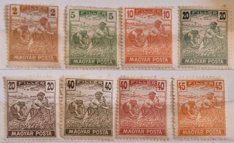 Hungary 1916-20 Harvesters  8 Unused Hinged stamps
