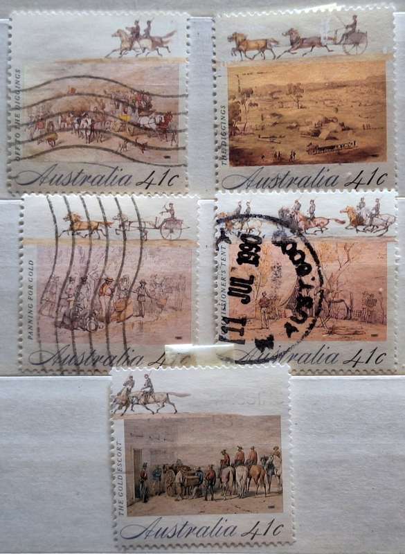 Australia 1990 Gold Fever Set of 5 Used Hinged stamps