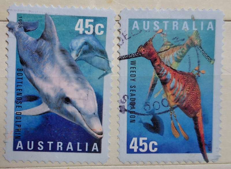 Australia 1998 Planet Ocean 2 Used Hinged Peel & Stick stamps