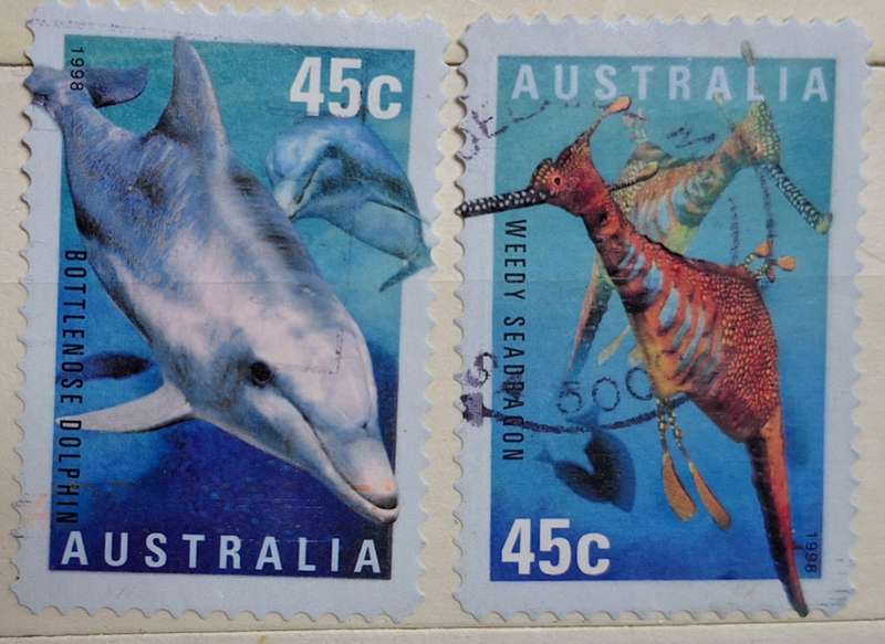 Australia 1998 Planet Ocean 2 Used Hinged Peel & Stick stamps