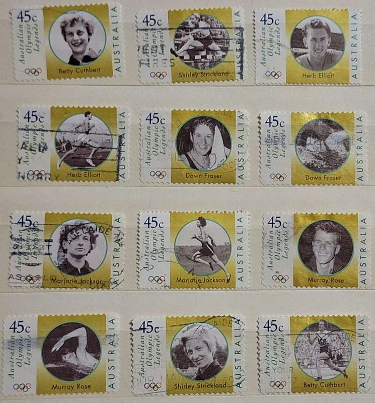 Australia 1998 Olympic legends of the past Set of 12 Used Hinged stamps