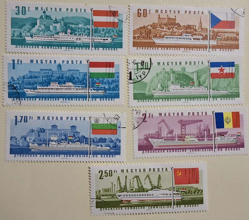 Hungary 1967 Shipping Company Set of 7 Cancelled Hinged stamps