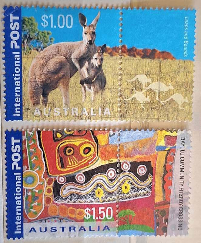 Australia 2001 Colour My Day Part 2 International Post Set of 2 Used Hinged stamps with Tabs