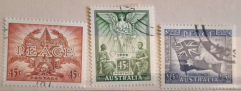 Australia 1995 Peace and Victory Set of 3 Cancelled Hinged stamps