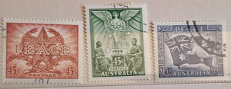 Australia 1995 Peace and Victory Set of 3 Cancelled Hinged stamps