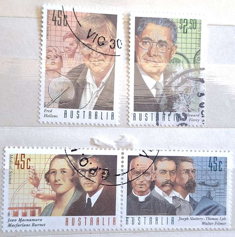Australia 1995 Celebrating Medical Science Set of 4 Used Hinged stamps in 2 single and 1 se-tenant p