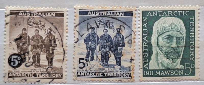 Australian Arctic Territory 1959 and 1961 3 Used Hinged stamps