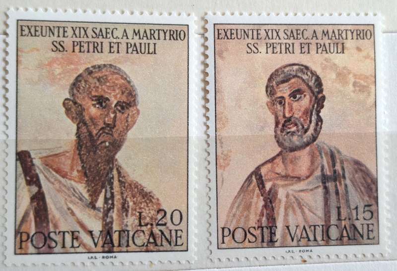 Vatican City 1967 Martyrdom of the Apostles Peter and Paul 2 Mint stamps