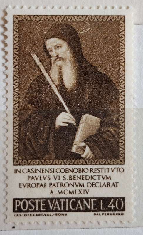 Vatican City 1964 St Benedict 1 Mint stamp