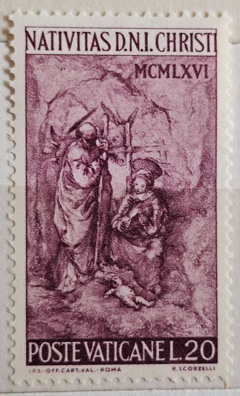 Vatican City  1966 Nativity Sculpture by Scorzelli 1 Mint stamp