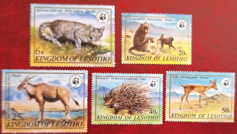 Lesotho 1982 Worldwide Nature Protection: Endangered Animals Set of 5 Mint stamps