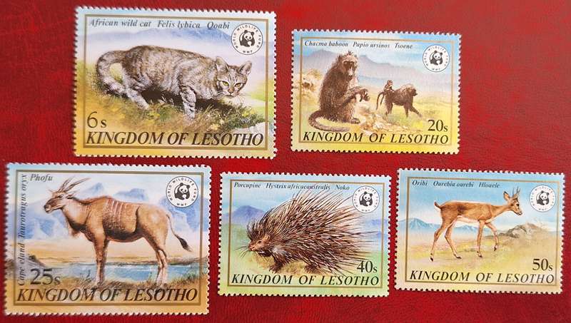 Lesotho 1982 Worldwide Nature Protection: Endangered Animals Set of 5 Mint stamps