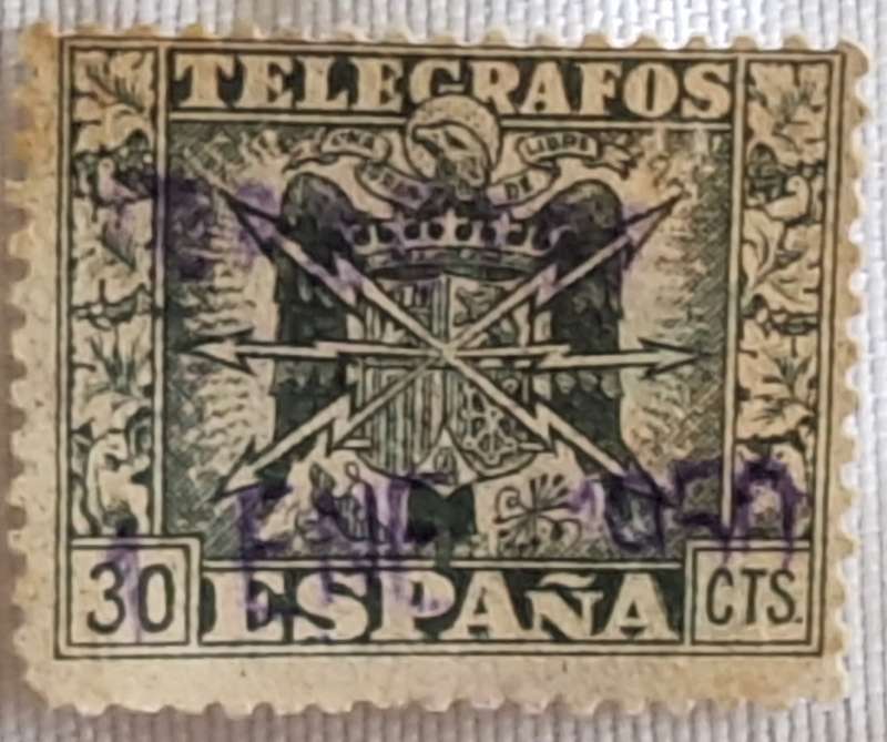 Spain 1949 Coat of Arms Telegraph Stamp 1 Used stamp