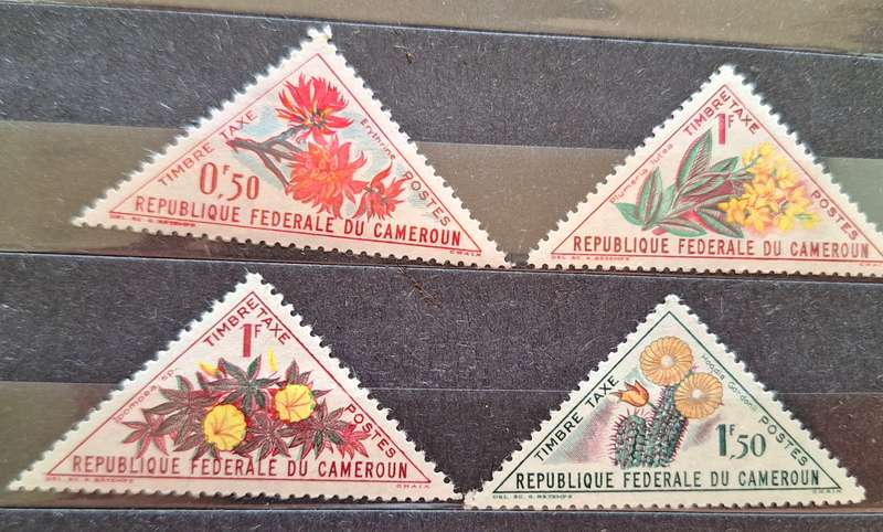 Cameroon 1963 African Flowers 4 Mint Triangular stamps