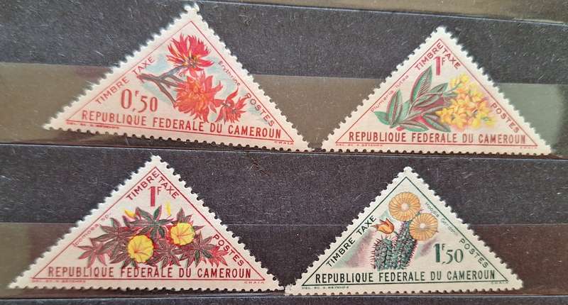 Cameroon 1963 African Flowers 4 Mint Triangular stamps