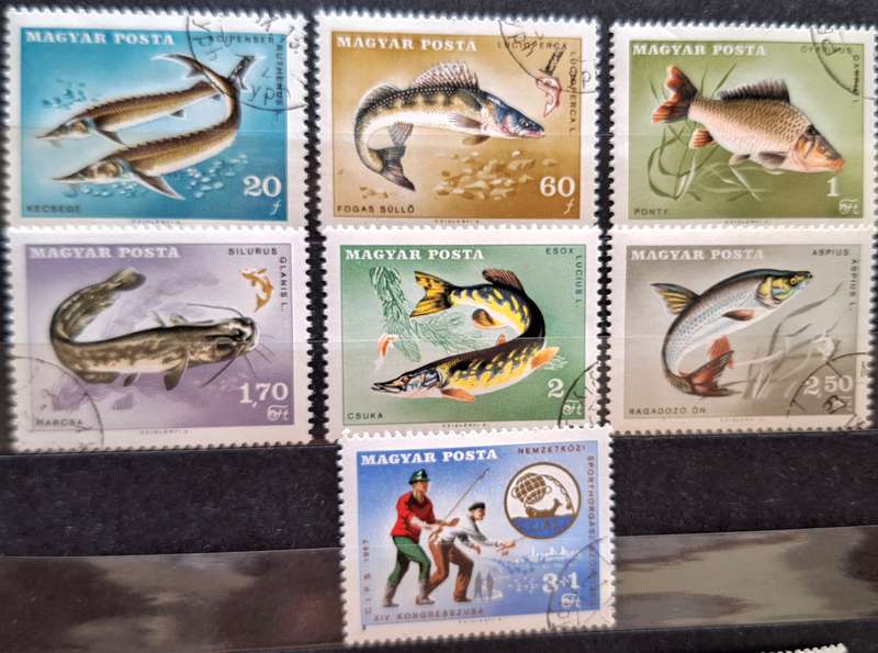 Hungary 1967 Fish Set of 7 Cancelled stamps