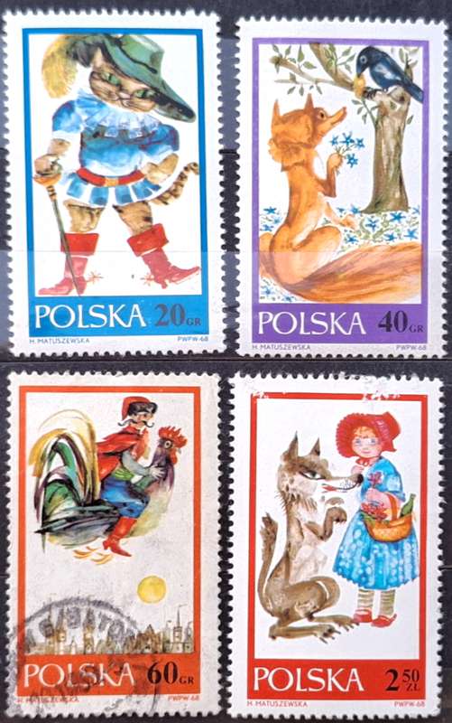 Poland 1968 Fairytales 2 Mint 1 Unused and 1 Used stamp