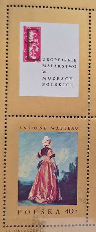 Poland 1967 Painting by Antoine Watteau Polish Woman 1 Mint Sheet