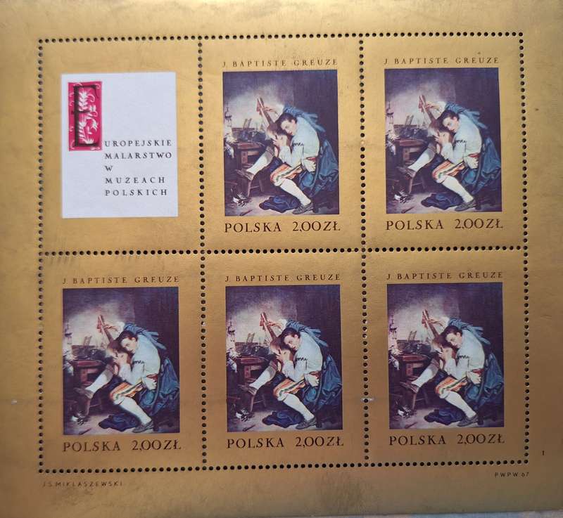 Poland 1967 Painting by Baptiste Greuze Guitarist 1 Mint Sheet