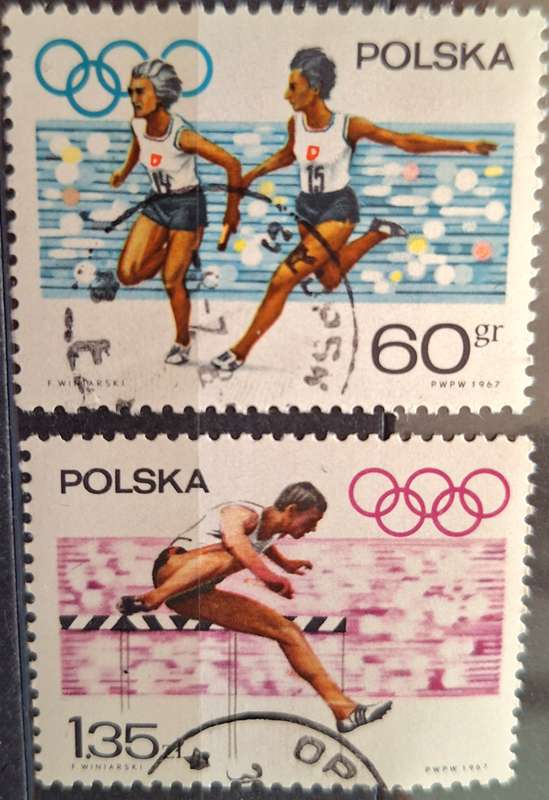 Poland 1967 Preolympic games 2 Cancelled stamps