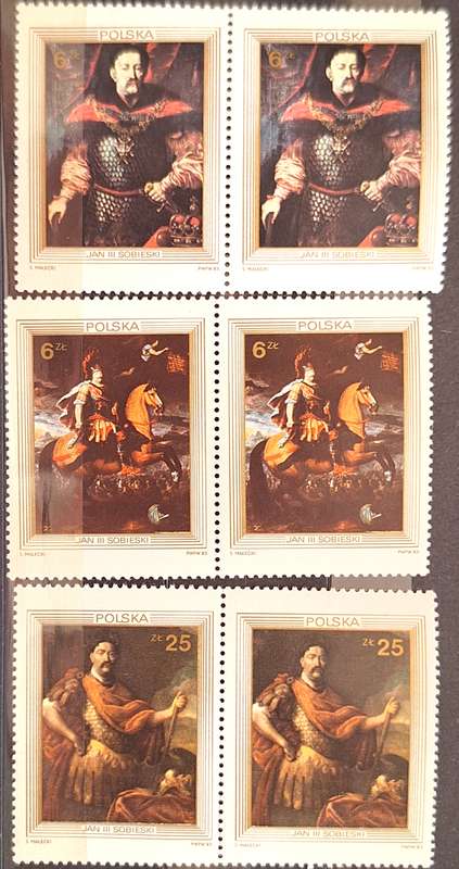 Poland 1983 Paintings/Portrait of King John III Sobieski 3 Pairs Mint stamps