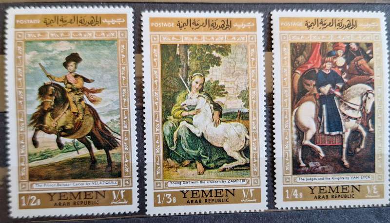 Yemen 1968 Paintings of Horses 3 Mint stamps