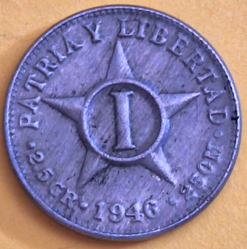Cuba 1946 1 Centavo Copper-nickel