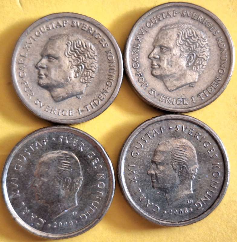 Sweden 1991 2000 2008 2009 4x 10 Kronor Nordic Gold