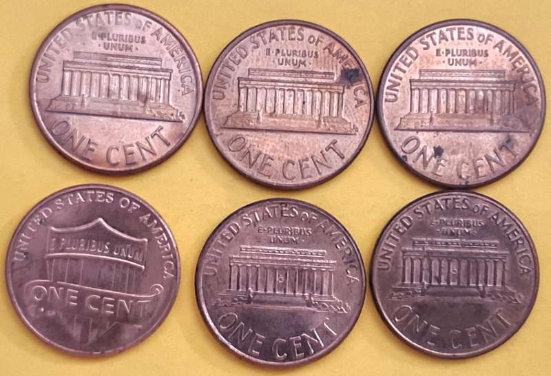 United States of America 6x One Cent Between 1991-2014 Copper plated zinc No Mint Marks