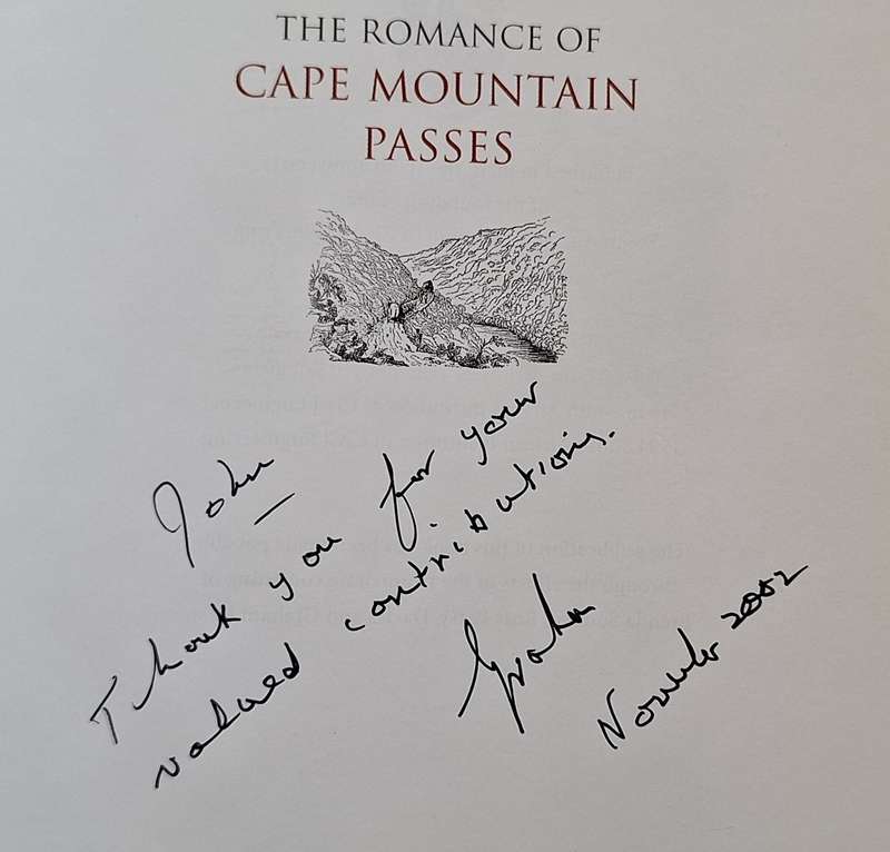 The Romance of Cape Mountain Passes by Graham Ross Hardcover Inscribed by Author