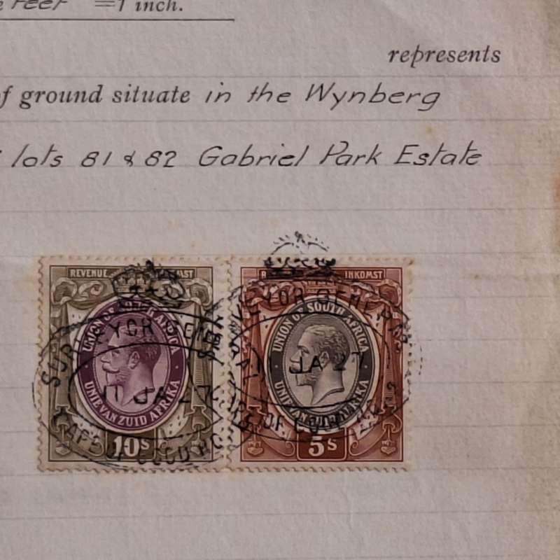 1927 Deed of Transfer with Union of South Africa Revenue Stamps